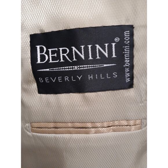 Bernini Beverly Hills Sport Coat Mens 40 Gray SILK WOOL Fine Plaid Jacket Italy - Picture 11 of 14